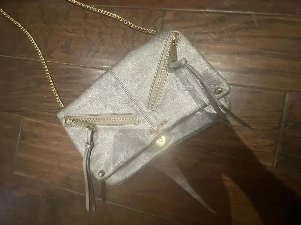 Rampage Metallic Silver Zip-Detail Crossbody Bag
